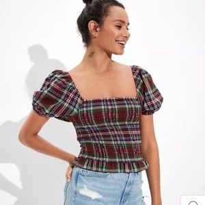 American Smocked Puff-Sleeve Blouse